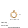 14K gold plated stainless steel circular charm pendant with 12mm outer diameter and 1.0g weight - Simple Round Hoop Pendant - Gold