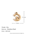 14K gold plated stainless steel pendant featuring a crescent moon and rabbit silhouette - Mini Rabbit Moon and Star Pendant - Gold