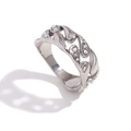 Silver hollow chain ring with sparkling round cubic zirconia in a knotted design - Waterdrop Intertwined Pattern Diamond Ring-Steel-Size 6