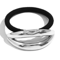 Silver lip-shaped metal hair tie with thick black elastic band for a modern look - Lips Design (Steel)