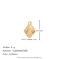 Minimalist rhombus pendant in 14K gold-plated stainless steel with parallel grooves - Mini Striped Rhombus Tag - Gold