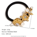 18K gold plated stainless steel hair tie with sea star and turtle charms - Sea Animal Style (Gold)