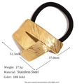 Asymmetric geometric 18K gold plated stainless steel hair tie with linear brushed texture - Origami Style (Gold)
