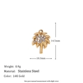 Coconut tree pendant in 14K gold plated stainless steel with white rhinestones - Rhinestone Coconut Tree (C9151) / Gold