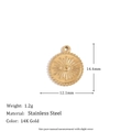 14K gold plated stainless steel evil eye pendant with 14.4mm by 12.1mm dimensions - Mini Radiant Evil Eye Pendant - Gold