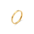Minimalist 18K gold plated stainless steel slim ring with single tiny round zircon - US 6 / Single Stone Style / Gold