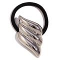 Chic 18K gold-plated butterfly wing hair tie with elegant silver metallic wavy detail - Wings Style (Steel Color)