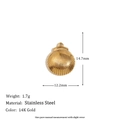14K gold plated stainless steel shell pendant charm with detailed ribbed texture design - Round Shell (C9155) / Gold