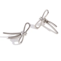 Minimalist silver bow knot stud earrings in polished stainless steel with 3D design - Line Bow Knot - Steel Color