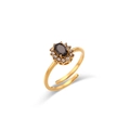 Adjustable 18K gold-plated ring featuring an oval black gemstone and white zircon accents - Adjustable Open / Gold with Black Zircon