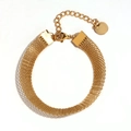 Chic 18K gold plated stainless steel mesh choker necklace with adjustable chain clasp - Bracelet - Gold