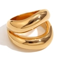Anello a onde a doppio strato minimalista in acciaio inossidabile placcato oro 18K - US 6 / Design Labbra (Oro)