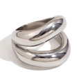 Minimalist silver mirror-finish stainless steel ring with organic streamline design - Lips Design (Steel)