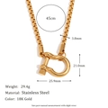 Collana in acciaio inossidabile placcato oro 18 carati con ciondolo a ferro di cavallo - Collana con Fibbia a Ferro di Cavallo (N3386_Gold)