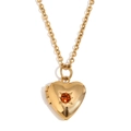 Heart locket necklace in 18K gold plated steel with orange birthstone and sunray detail - Gold - November Golden Yellow