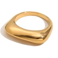 Polished 18K gold plated stainless steel chunky dome ring with minimalist croissant style - Minimalist Rectangle (Gold)