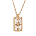 Gouden achtpuntige ster ketting met rechthoekige parelmoer hanger voor dames - Poolster Tarot / Goud