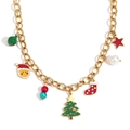 Kerstketting met kerstman, boom en sokbedeltjes op 18K vergulde roestvrijstalen ketting - Handgemaakte Ketting Kersthanger Ketting / Goud