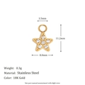 18K gold plated stainless steel star pendant with cubic zirconia inlay, 0.3g weight - Gold Rhinestone Five-pointed Star