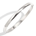 Minimalistischer silberner 4mm polierter Edelstahl-Armreif mit Klappverschluss - Breite 4.6mm / Silber