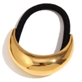 Coletero minimalista con luna creciente de acero inoxidable bañado en oro de 18K para mujer - Cuerda De Pelo Con Forma De Luna Lisa-Dorado