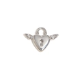 Silver winged heart lock pendant in polished stainless steel with keyhole detail - Steel Angel Heart Lock