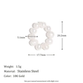 Elegant 18K gold stainless steel ring with white pearls and detailed size measurements - Freshwater Pearl