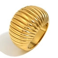 Ring aus 18K vergoldetem Edelstahl mit Croissant-Kuppel und geripptem Design - US 6 / Fettes Croissant-Stil / Gold