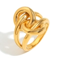 Anillo de nudo de doble capa minimalista en acero inoxidable bañado en oro de 18K - US 6 / Anillo Envuelto Anudado de Doble Capa-Dorado