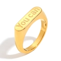 Minimalist 18K gold plated stainless steel signet ring with You can engraving - US 6 / Engraved 'You can' Signet Ring-Gold