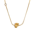 Collana placcata oro 18K con ciondolo lettera F a bolla e zircone su catena sottile - Lettera a Bolla F-Oro
