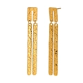 Boucles d'oreilles barre en or martelé vintage français en acier plaqué or 18 carats - Or (Style Barre Vintage Française)