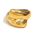 Vintage δαχτυλίδι από ανοξείδωτο ατσάλι 18K με σφυρήλατη υφή και χρυσό φινίρισμα - US 6 / Στυλ Σφυρήλατο Δαχτυλίδι Φίδι / Χρυσό