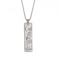 Silver Leo zodiac pendant necklace with embossed lion and star details on ball chain - Leo / Steel
