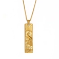 Collar de acero inoxidable dorado con colgante cuadrado de Aries y piedra brillante - Aries / Dorado