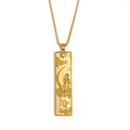 Vintage 18K gold plated stainless steel square pendant featuring Virgo zodiac goddess - Virgo / Gold