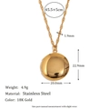 Detail showing 18K gold-plated stainless steel round locket with a sleek twisted rope chain - Round Smooth Locket (Gold)