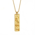Vintage 18K gold plated stainless steel Sagittarius zodiac square pendant necklace - Sagittarius / Gold