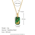 Detail of 18K gold plated stainless steel necklace with green malachite stone pendant - Imitation Stone Acrylic Square Galaxy Necklace-High Mountain