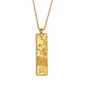 18K gold-plated stainless steel Aquarius zodiac necklace with rectangular pendant - Aquarius / Gold