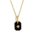 18K vergoldete Edelstahlkette mit schwarzem Acryl-Oktagramm-Sternanhänger - Schwarzer Edelsteinstil (Gold-5)