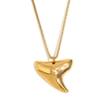 Elegant 18K gold plated stainless steel shark tooth pendant necklace with box chain - Manta Ray Pendant Necklace (N3444) / Gold