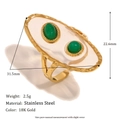 Detailed size specifications of the 18K gold plated starfish shell heart open ring - Acrylic Transparent Emerald Open Ring-Gold