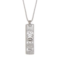 Silver rectangular Cancer zodiac necklace with moon relief and small inset diamond - Cancer / Steel