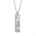Silver rectangle Virgo zodiac pendant necklace with cubic zirconia on ball chain - Virgo / Steel