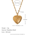 18K gold plated stainless steel heart locket necklace with vintage embossed texture detail - Grid Heart Locket (Gold)