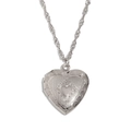 Collier médaillon coeur argenté avec motifs gravés vintage et chaîne torsadée - Médaillon Coeur Quadrillage / Acier