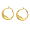 Minimalistische 18K vergoldete Edelstahl Creolen in Mondsichelform mit Gesichtsrelief - Gold