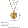 Gold heart locket necklace with paw print motif and 18K gold plated stainless steel chain - Paw Print Heart Locket (Gold)