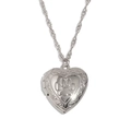 Collier médaillon en forme de cœur argenté avec un motif de patte d'animal en relief - Médaillon Coeur Empreinte de Patte / Acier